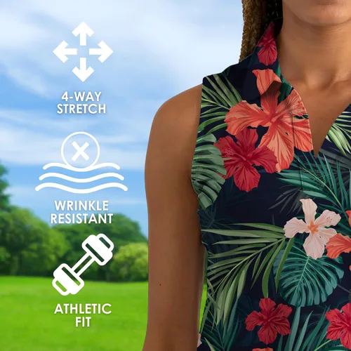 Vista 62 de YATTA GOLF Polo de golf sin mangas para mujer, absorbe la humedad, cuello en V, para golf, entrenamiento, golf