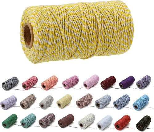 Vista 20 de 1 rollo de cuerda de algodón colorida de 0.0787 in de 109 yardas, cuerda para panaderos, manualidades DIY, envoltura de regalos, Navidad, boda #02