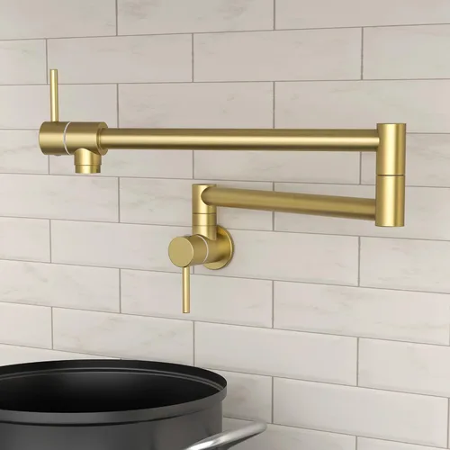 Vista 14 de KES Llenador de Ollas Dorado para Cocina Grifo Plegable de Latón con Doble Articulación Brazo Giratorio Grifo de Fregadero Articulado de Montaje