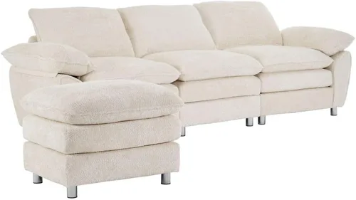 Vista 9 de KEVINSPACE Sofá modular moderno en forma de L de 101.6 pulgadas para sala de estar, sofá modular moderno de 3 asientos, muebles cómodos con diván