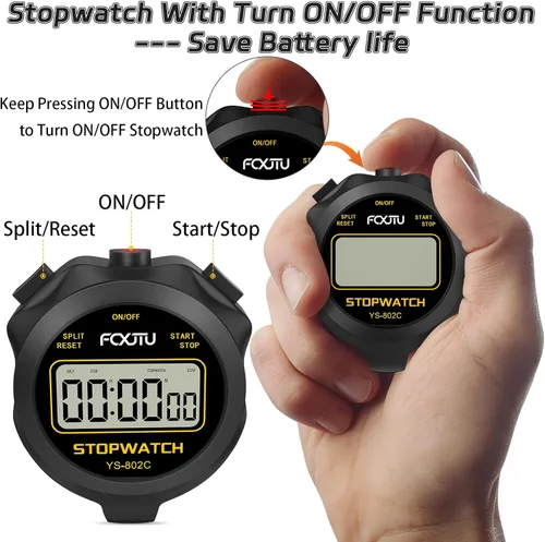 Vista 3 de Digital Simple Stopwatch Timer, No Bells, No Alarm, Simple Basic Operation, Silent, Clear Display, ON/Off, Large Display for Swimming Running