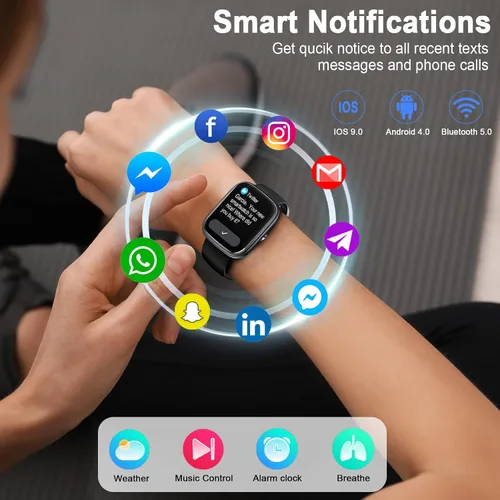 Vista 7 de Reloj inteligente para hombres y mujeres (respuesta/hacer llamadas), reloj inteligente con pantalla HD de 1.91 pulgadas, monitor de ritmo