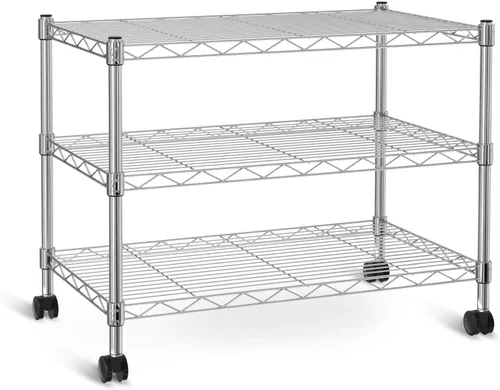 Vista 13 de YSSOA Estante de metal plegable de 3 niveles, 27.95 pulgadas de profundidad x 13.39 pulgadas de ancho x 33.85 pulgadas de alto, estantería