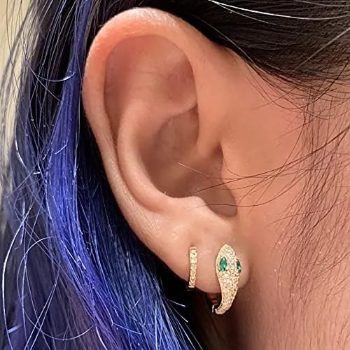 Vista 6 de Alexcraft - Juego de 3 pares de aretes de aro pequeños de oro de 14 quilates, hipoalergénicos, ligeros, para mujeres y niñas