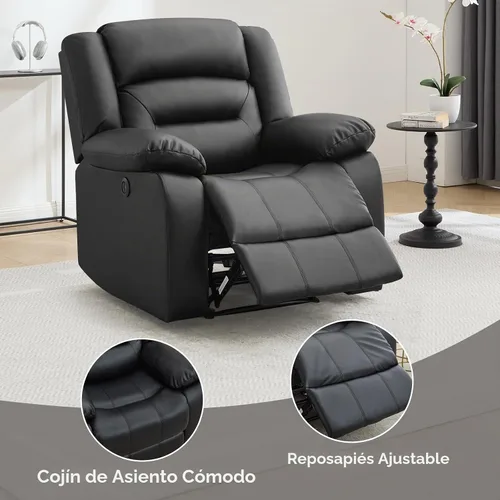 Vista 4 de EBELLO Silla reclinable eléctrica clásica, de piel sintética, de gran tamaño, con cojín suave y respaldo, sofá con cómodo sillón para sala de estar