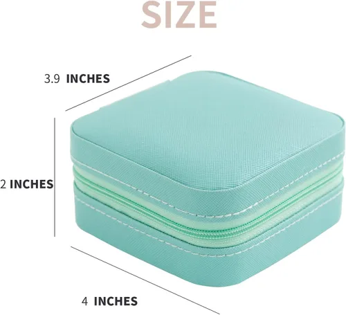 Vista 2 de KElofoN Organizador de joyas de viaje joyero de viaje caja organizadora de joyas pequeña para niñas y mujeres azul