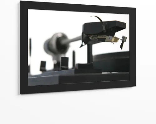 Vista 8 de Canvas Lab Turntable I by Renee W. Stramel 11 x 7 in Fine Art Framed Print, Frame Color: Black, With Mat Architecture, Black and White