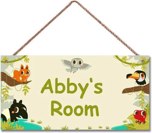 Vista 10 de Letreros personalizados de animales de dibujos animados para la cueva de hombrecito, letrero de gatos lindos, letrero personalizado para habitación