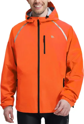 Vista 11 de baleaf Chaqueta impermeable para hombre con capucha ligera reflectante A-Negro