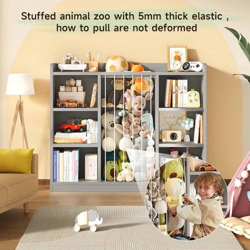 Vista 4 de Zoológico de animales de peluche para niños pequeños, organizador de almacenamiento de juguetes para sala de juegos, organizadores y almacenamiento