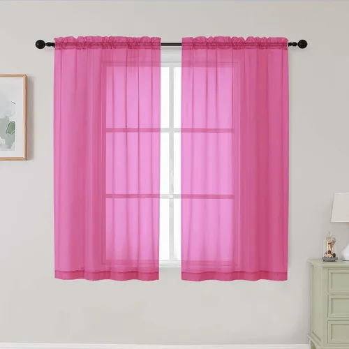 Vista 308 de 2 paneles de cortinas traslúcidas blancas para dormitorio, sala de estar, 96 pulgadas de largo, modernas, suaves, ligeras, con bolsillo para barra