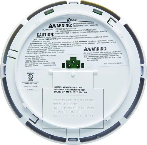 Vista 2 de Kidde Detector de monóxido de carbono cableado con respaldo de batería de 9 voltios, pantalla LED digital 5.75 pulgadas de diámetro x 1.8 pulgadas