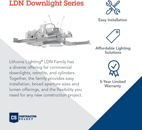 Vista 2 de Lithonia LDN4 35/10 MVOLT GZ10 HSG LDN 4 REDONDAS, 3500 K, 1000 LUMENES, 120/277 V, Atenuación genérica al 10%, VIVIENDA