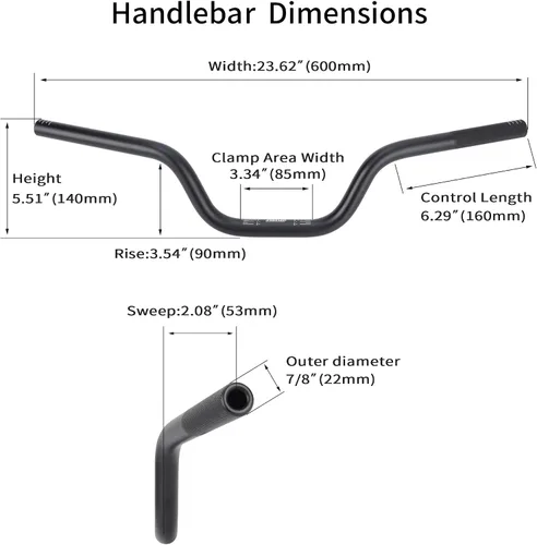 Vista 2 de RUTU - Manillares de 7/8 pulgadas para moto de cross para niños de 49-70 cc, barra de mango resistente para 2 tiempos ATV Dirt Bike KX, scooter Negro