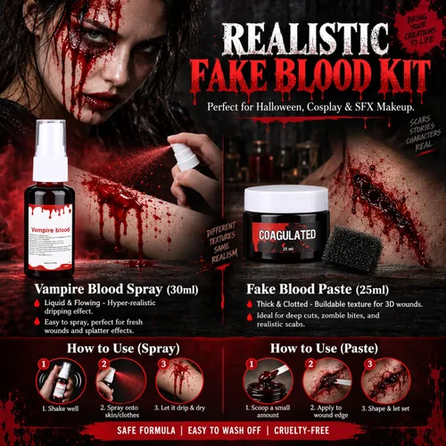 Vista 4 de UCANBE Kit de maquillaje SFX de Halloween - Paleta de aceite de pintura