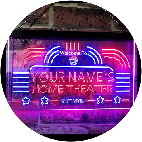 Vista 23 de ADVPRO Letrero de neón LED de un solo color personalizado para cine en casa, decoración de año establecido, 12 x 8.5 pulgadas, st4s32-ph1-tm-b Azul