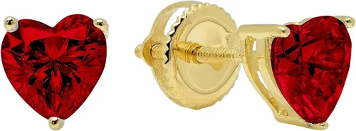 Vista 2 de Clara Pucci 1.6 ct brillante solitario de corte de corazón VVS1 impecable natural granate rojo granate, par de pendientes de tuerca de oro amarillo