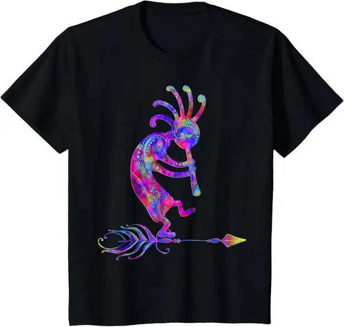 Vista 46 de Native American Kokopelli With Feather 2 - Camiseta Fan Fun, Negro, S