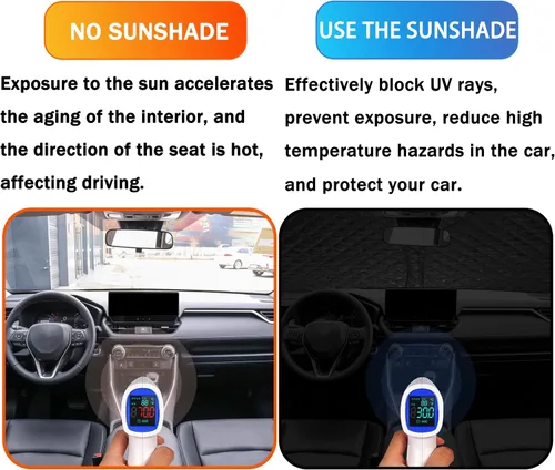 Vista 4 de Parasol para parabrisas para RAV4 2019-2022 2023 2024 2025, accesorios mejorados, parasol plegable y grueso, ajuste personalizado, bloqueador