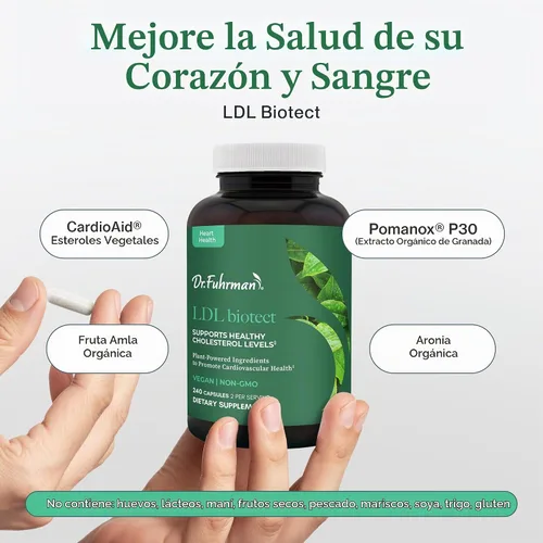 Vista 4 de Dr. Fuhrman Suplementos para reducir el colesterol LDL Biotect Esterol vegetal orgánico y de alimentos integrales para ayudar con el colesterol