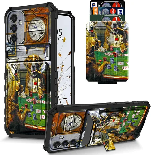 Vista 21 de Funda para Galaxy S21 FE 5G 2022 con soporte, funda de doble capa de policarbonato duro de TPU suave, estampado de vaca, estampado animal