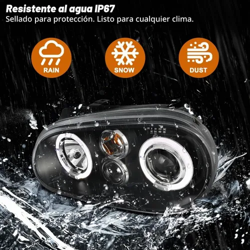 Vista 8 de Faros delanteros proyectores, halógenos, Negro