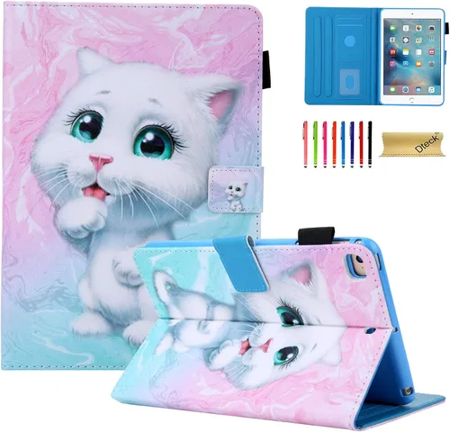 Vista 13 de Dteck Funda para iPad mini 5/4/3/2/1 - [Diseño de flores en relieve] Funda tipo folio clásica