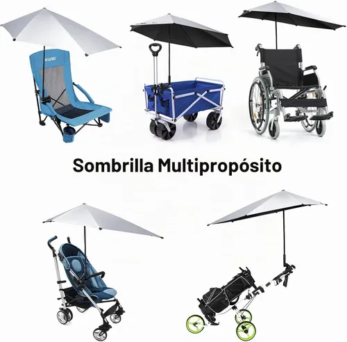 Vista 7 de G4Free Sombrilla de playa ajustable UPF 50+ XL con abrazadera universal para silla, cochecito, silla de ruedas, carrito de golf, grada, patio
