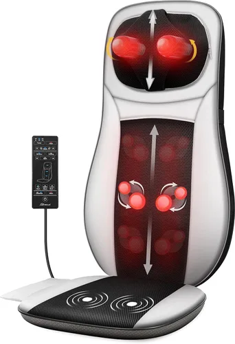 Vista 10 de Snailax Masajeador de espalda para dolor de espalda, tejido profundo, masajeador de espalda Shiatsu con calor, almohada de masaje de silla