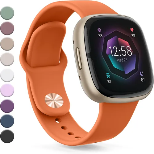 Vista 9 de Correa compatible con Fitbit Sense 2 / Sense Bands, Fitbit Versa 4 / Versa 3 bandas para mujeres y hombres, correa de repuesto de silicona suave