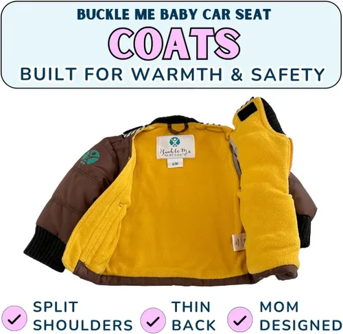 Vista 3 de Buckle Me Baby Coats Chaqueta de invierno de asiento de coche más seguro de cierre rápido para niño o niña, como se ve en Shark Tank
