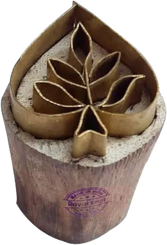 Vista 15 de Royal Kraft Sellos de madera de latón de hoja para impresión de bloques en arcilla, cerámica, tela Btag001