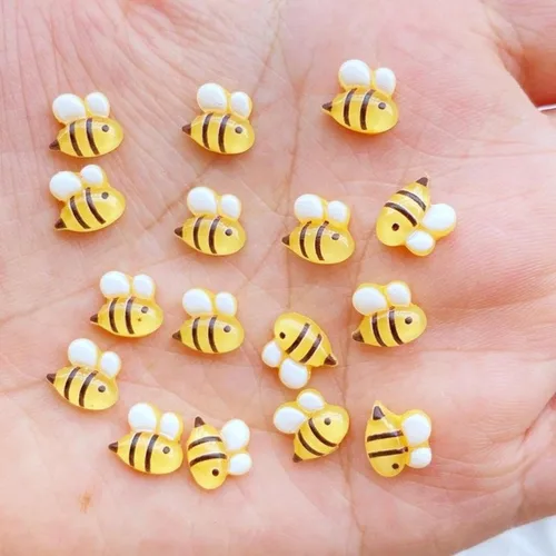 Vista 2 de 50 dijes de uñas de abeja – Decoración de uñas de resina 3D con parte trasera plana Kwaii lindos dijes de uñas para uñas acrílicas