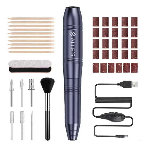 Vista 9 de Taladro de uñas eléctrico de 20000 rpm, compacto, portátil, Efile, profesional, manicura y pedicura, kit de taladro de lima de uñas para acrílico