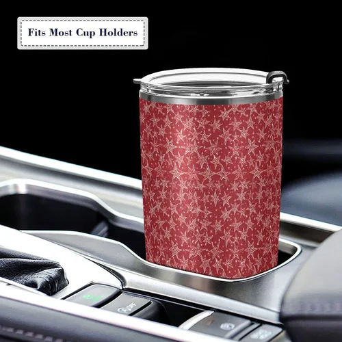 Vista 5 de Red and White Stars Stainless Steel water bottle with straw with Lid and Straw travel mug for camping leakproof insulated tumbler termo para bebidas