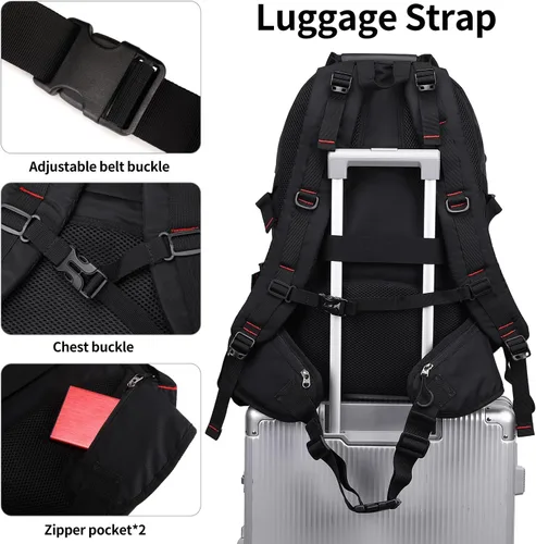 Vista 4 de Mochila de senderismo NerIion de 40L, mochila de viaje para hombres y mujeres, mochila impermeable para camping al aire libre, mochila ligera de día