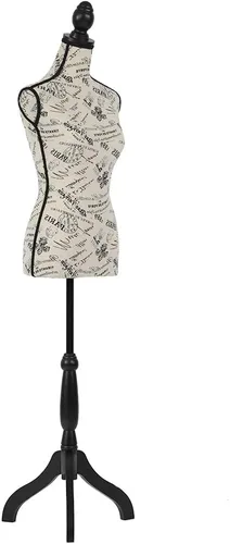 Vista 9 de FDW Maniquí 60”-67” de altura ajustable, modelo de vestido femenino, torso de soporte con trípode para ropa (blanco)