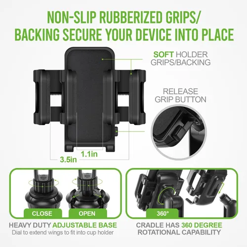 Vista 7 de Cellet Soporte de teléfono para portavasos de automóvil, soporte para teléfono, soporte universal ajustable compatible con Apple iPhone, Samsung