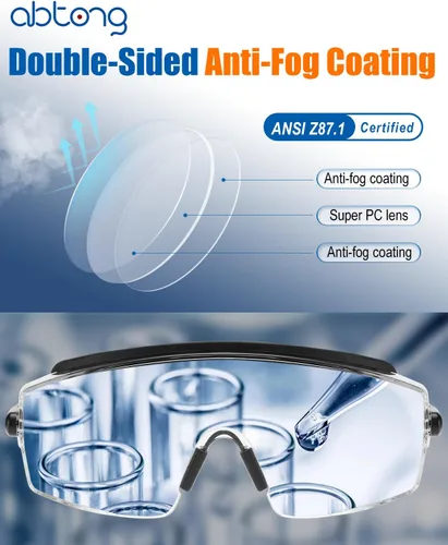 Vista 3 de Gafas de seguridad sobre anteojos, gafas de seguridad con certificación ANSI Z87.1 con lente envolvente transparente antivaho y antiarañazos