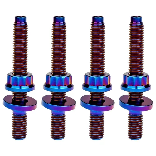 Vista 19 de Tornillo de titanio M8 M10x45 54 55 2.559 in paso 1.25 Kit de pernos de escape automotriz Kit tornillos, tuercas y arandelas Kit de 4 piezas