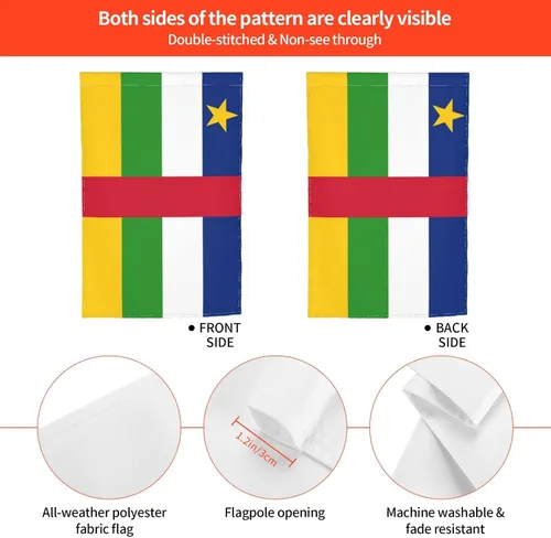 Vista 6 de POOEDSO Flag of the Central African Republic Garden Flags 12x18Inch Double Sided Outdoor Yard Decoration Garden Flag For Patio Lawn Home Welcome