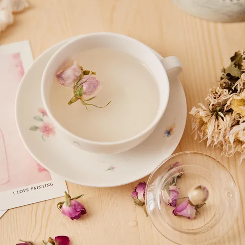 Vista 4 de ChaWuWarmSun [A] Brotes de té de rosas, 3 oz/85 g de pétalos de flor rosa hoja suelta Infusión de capullos de rosa seca de primera calidad.