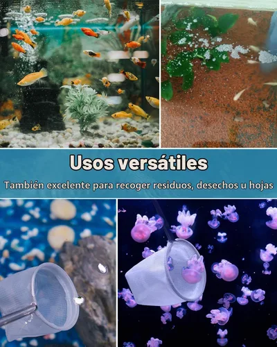 Vista 7 de Red de acuario Pawfly - Red de 5,1 cm para camarones y peces bebés con mango de acero inoxidable extensible para peceras pequeñas y estanques