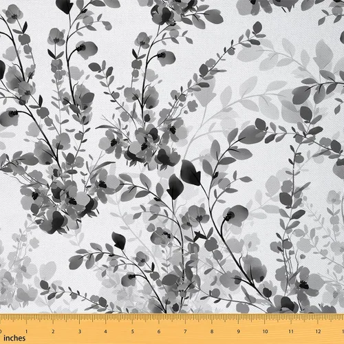 Vista 10 de The Yard - Tela de amapola roja por yarda, pintura a tinta, flores florecientes, tela para adolescentes, niñas, mujeres, acuarela, pájaros, rústico
