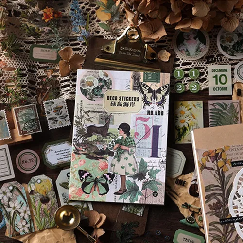 Vista 10 de Calcomanías de diario basura para álbumes de recortes, 166 piezas retro de flores, mariposas, naturaleza, poemas, letras decorativas para álbumes