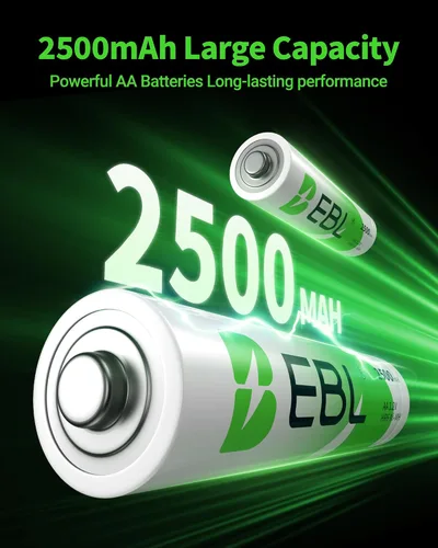 Vista 3 de EBL Baterías recargables AA de 1.2 V 2500 mAh de alto rendimiento precargadas pilas AA – 4