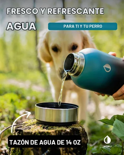 Vista 4 de Botella de agua para perros, botella de agua de viaje aislada para perros, dispensador de botellas de agua para mascotas de acero inoxidable