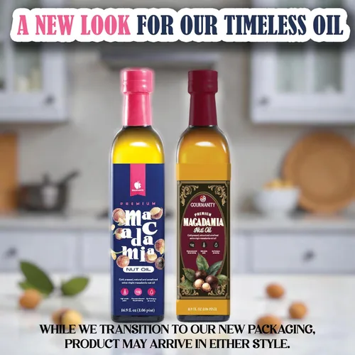 Vista 3 de Gourmanity aceite de nuez de macadamia, prensado en frío de fuentes sudafricanas premium, ofrece un rico sabor a mantequilla y es perfecto