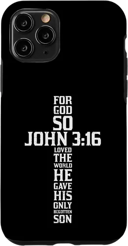 Vista 27 de iPhone 16 Cross John 3:16 Verso Biblia Dios Jesús Fe Cristiano Estuche de regalo