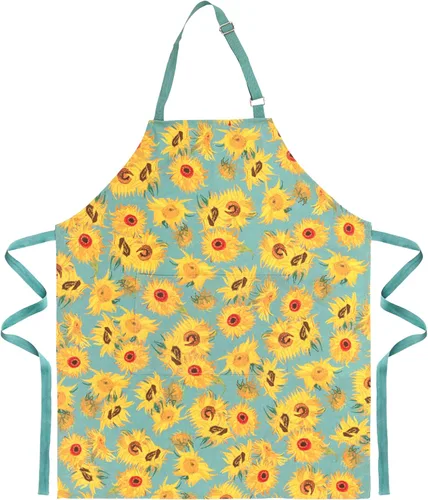 Vista 10 de MODGY Delantales con bolsillos, delantal ajustable de algodón para cocina, cocina, hornear, longitud completa